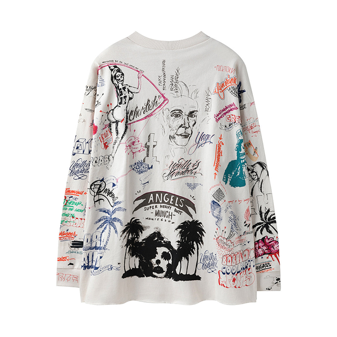 Saint Michael All-Over Doodle & Emblem Graphic Long Sleeve