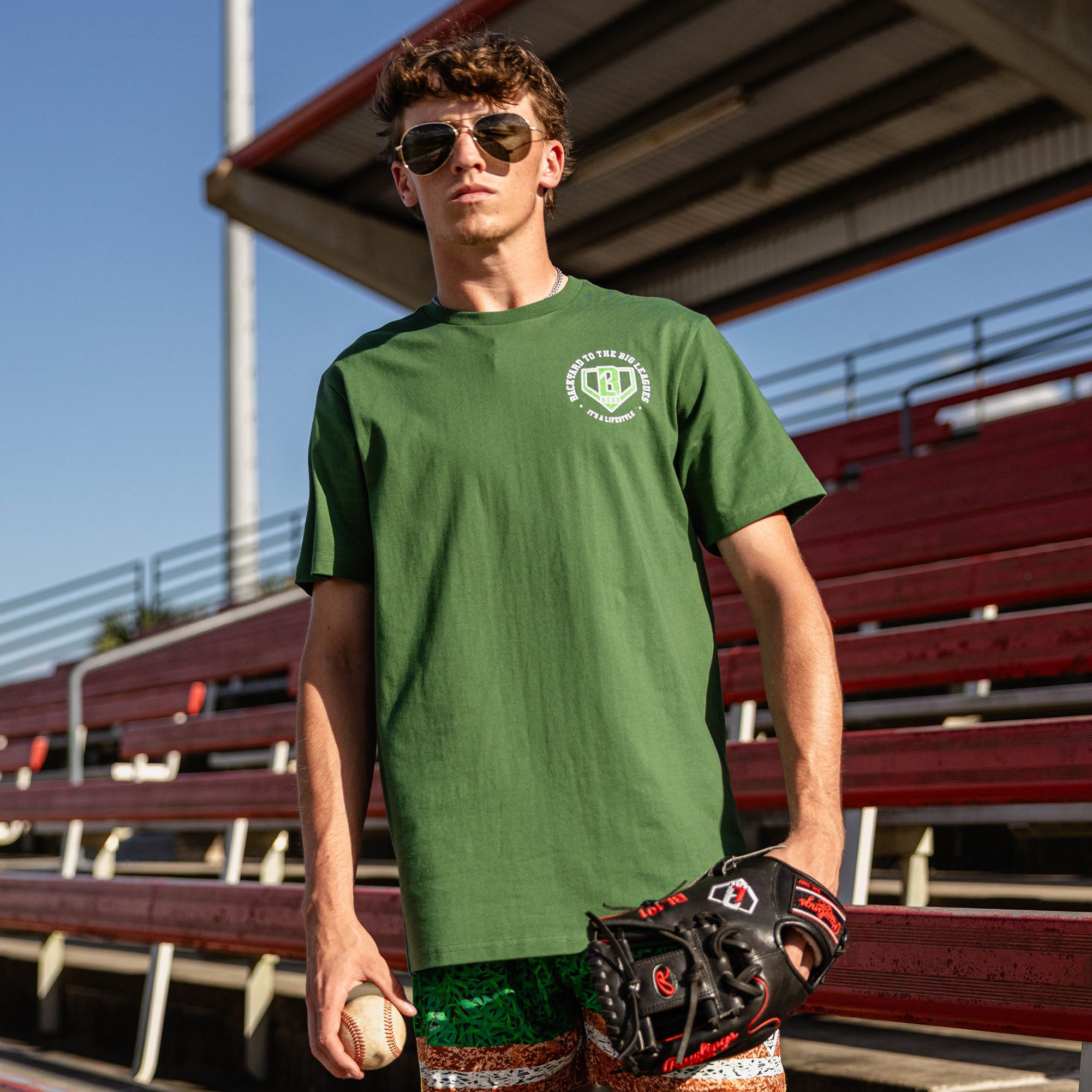 Backyard To Big League Tee - Green