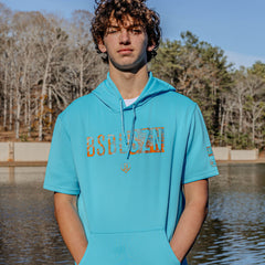 Realtree BSBL-SZN Short Sleeve Hoodie V3 - Bright Blue/Aspect-Orange