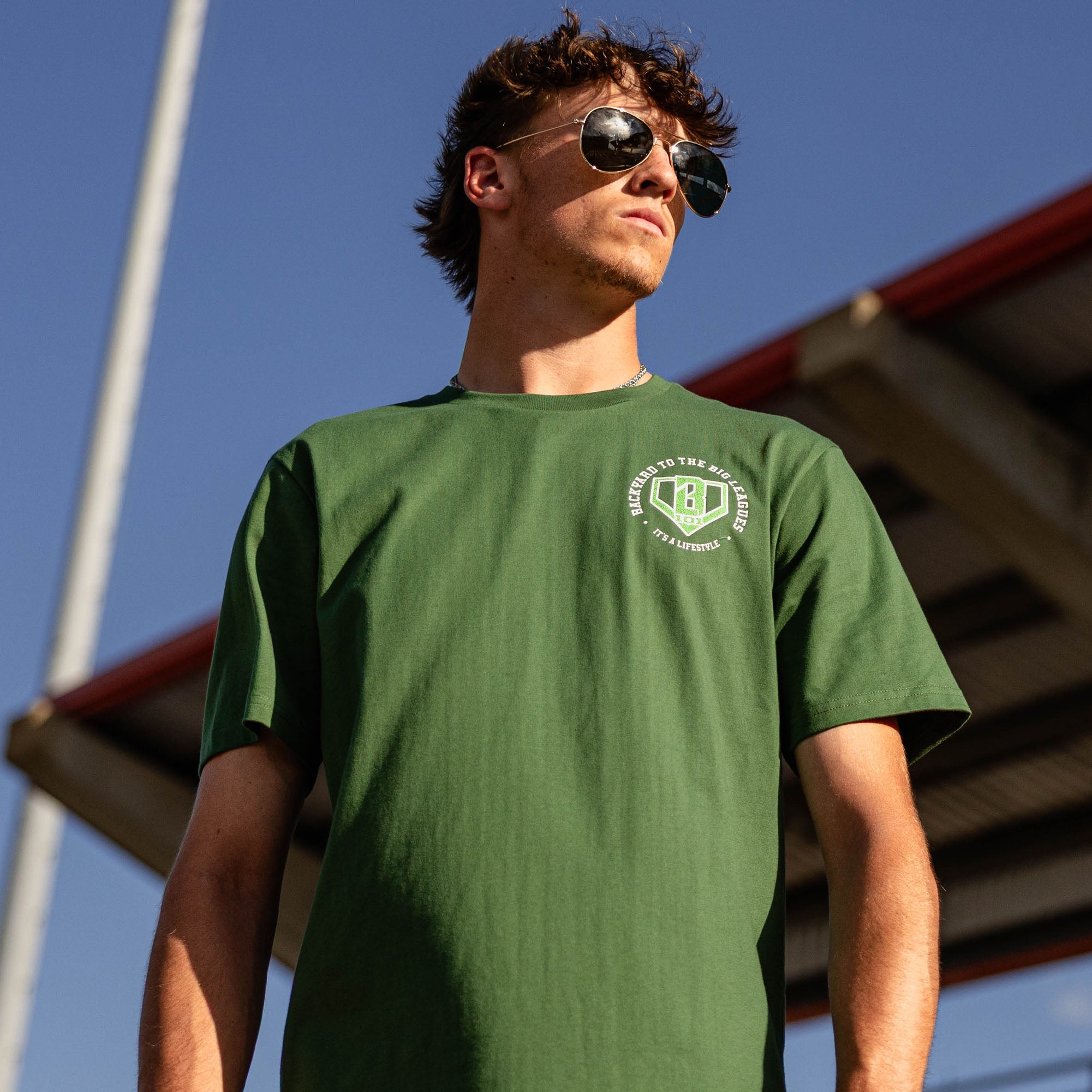 Backyard To Big League Tee - Green