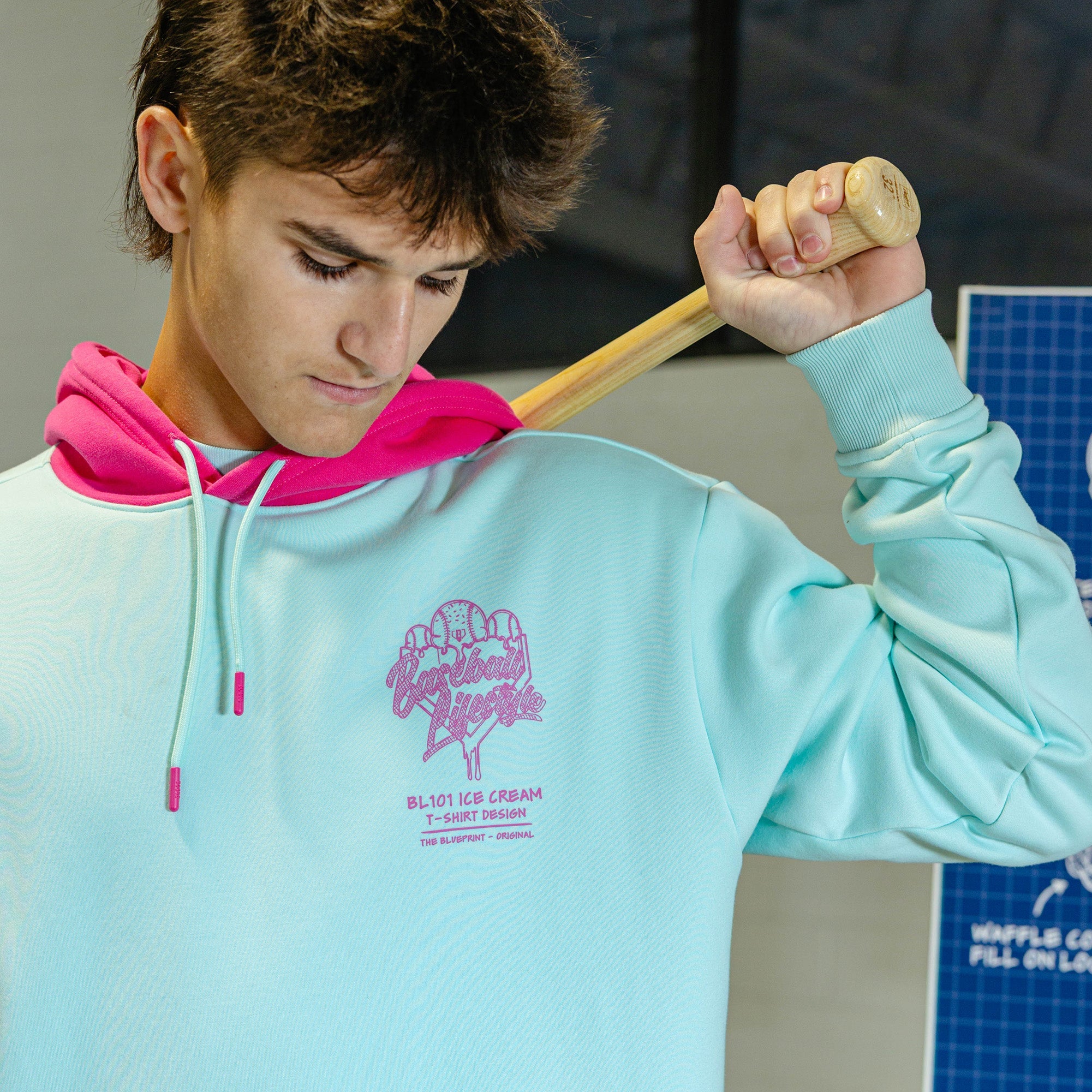 OG Ice Cream Design Hoodie - Light Blue