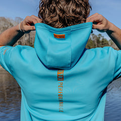 Realtree BSBL-SZN Short Sleeve Hoodie V3 - Bright Blue/Aspect-Orange