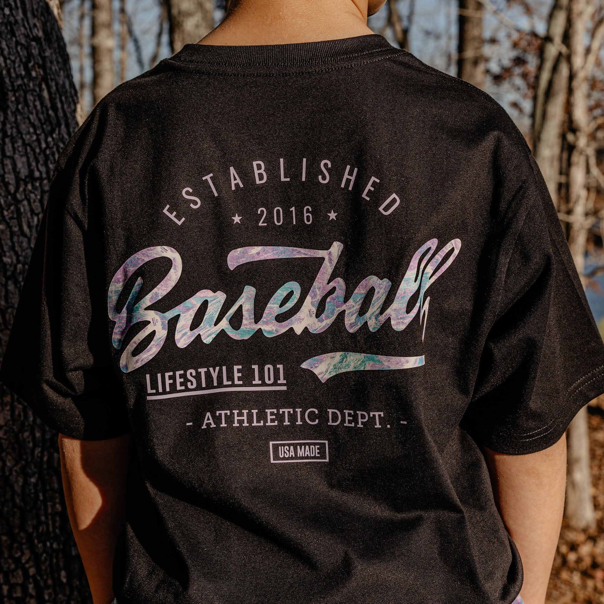 Realtree Established Tee - Black/Aspect-Lavender