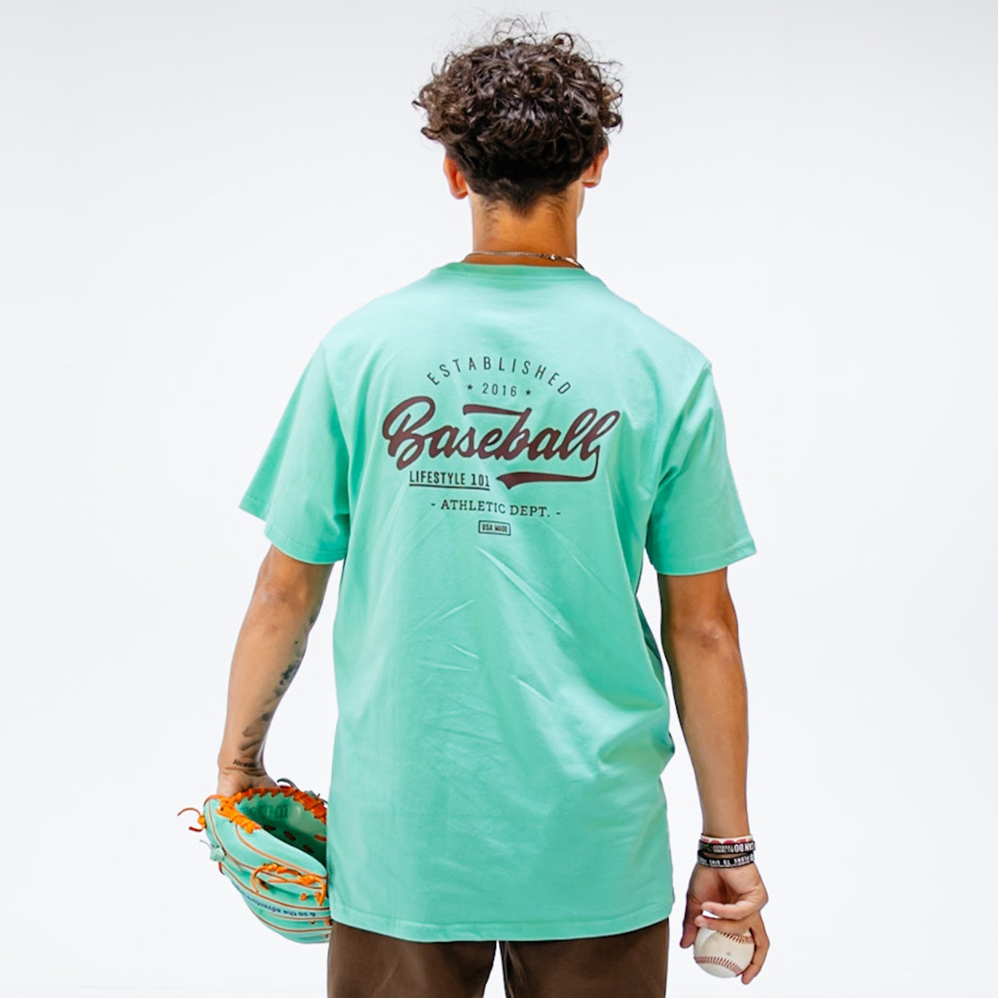 Established Tee - Mint/Brown