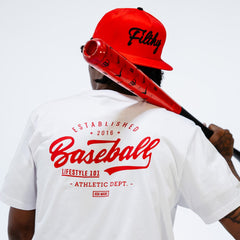 Established Tee - BL White/BL Red