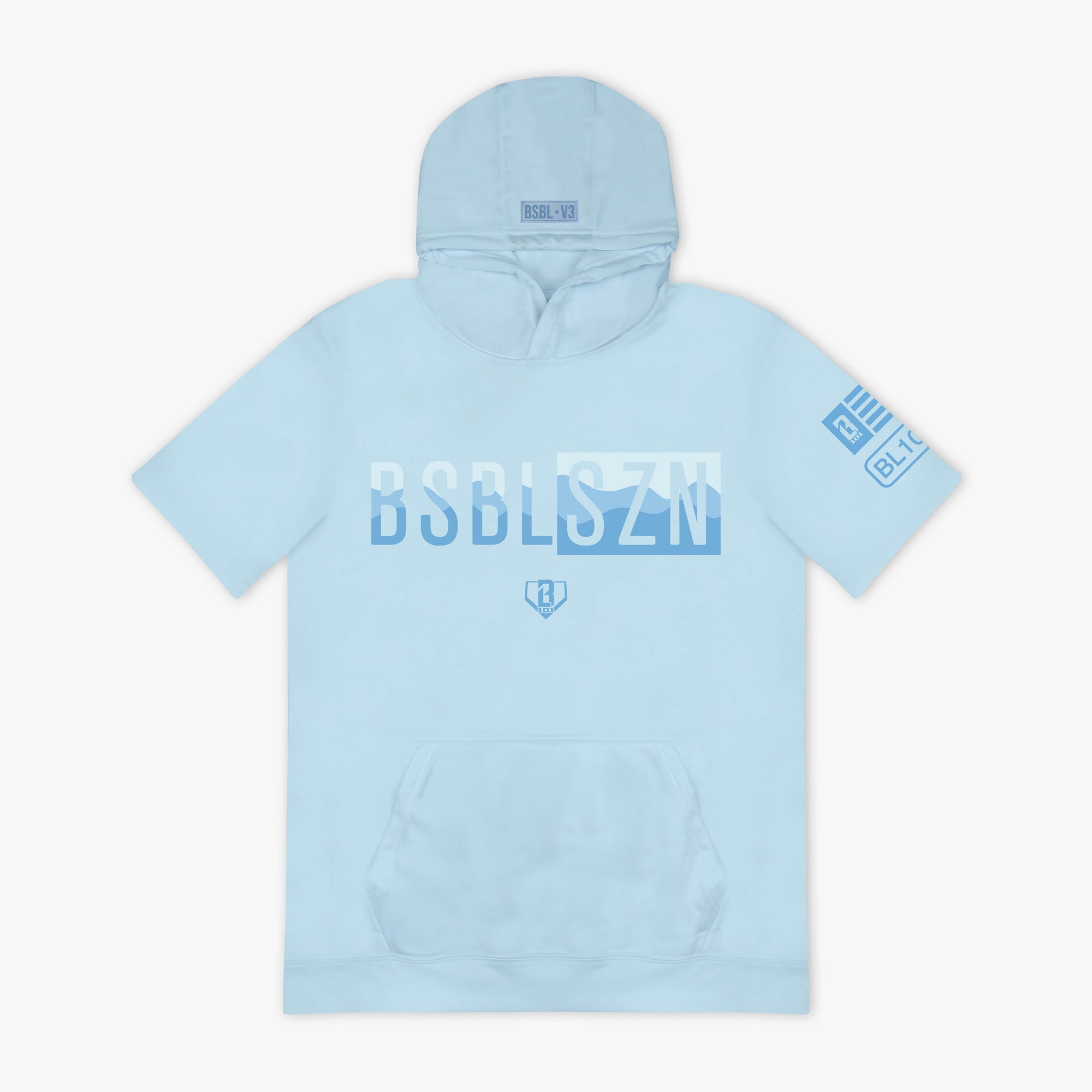 BSBL-SZN Youth Short Sleeve Hoodie V3 - Powder Blue/Wavy