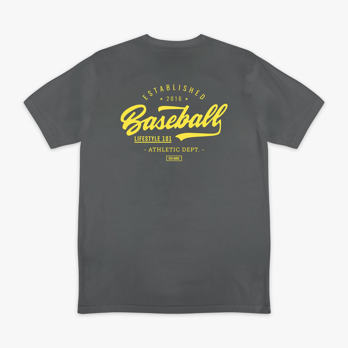 Established Tee - Charcoal/BL Yellow