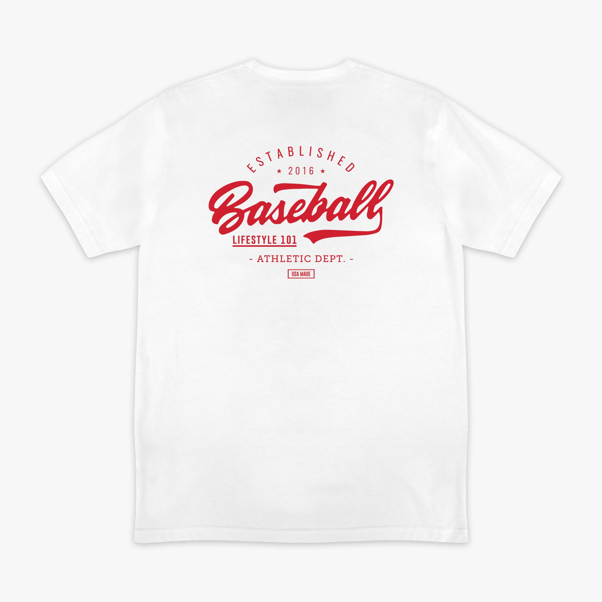Established Tee - BL White/BL Red