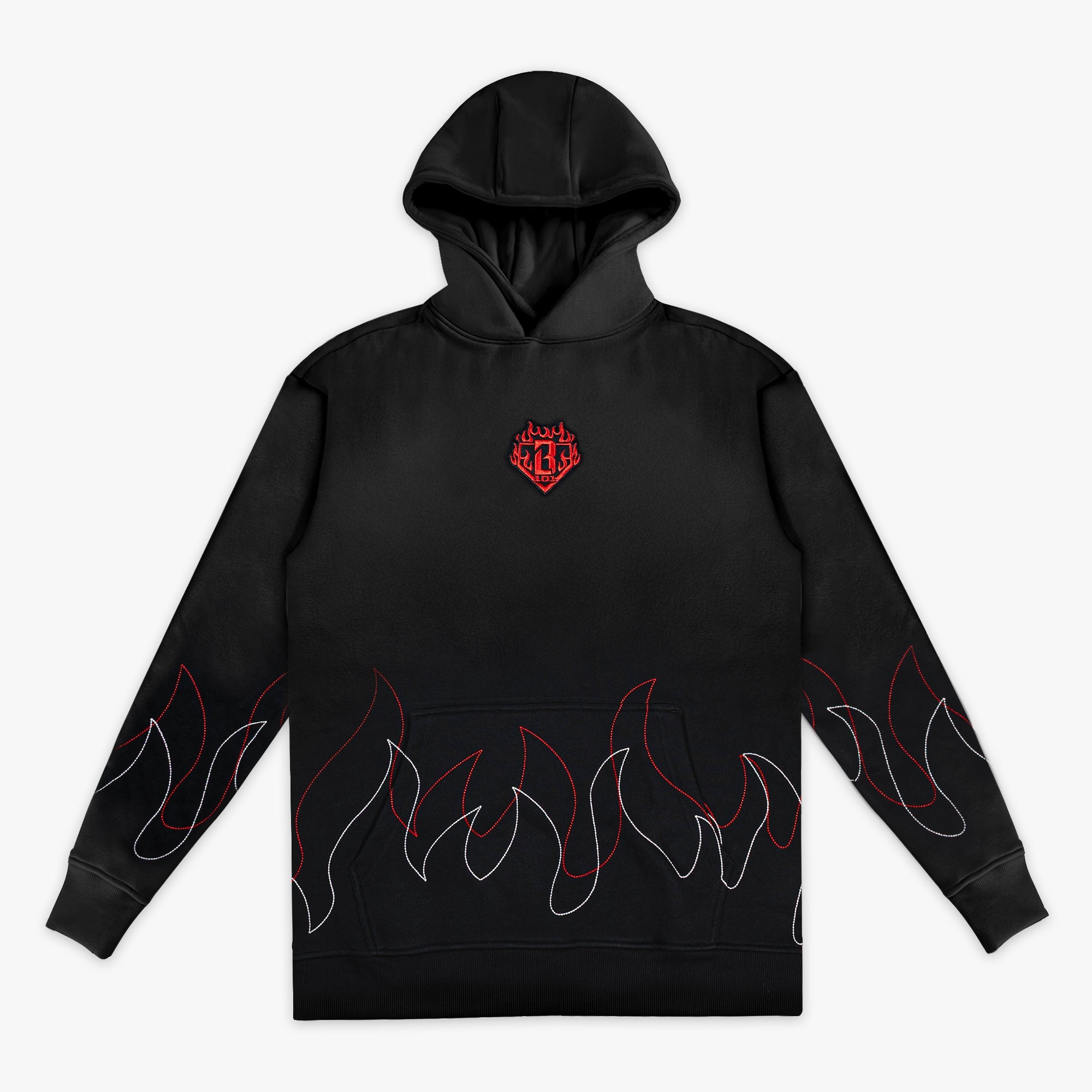 Flames Stitched Youth Hoodie