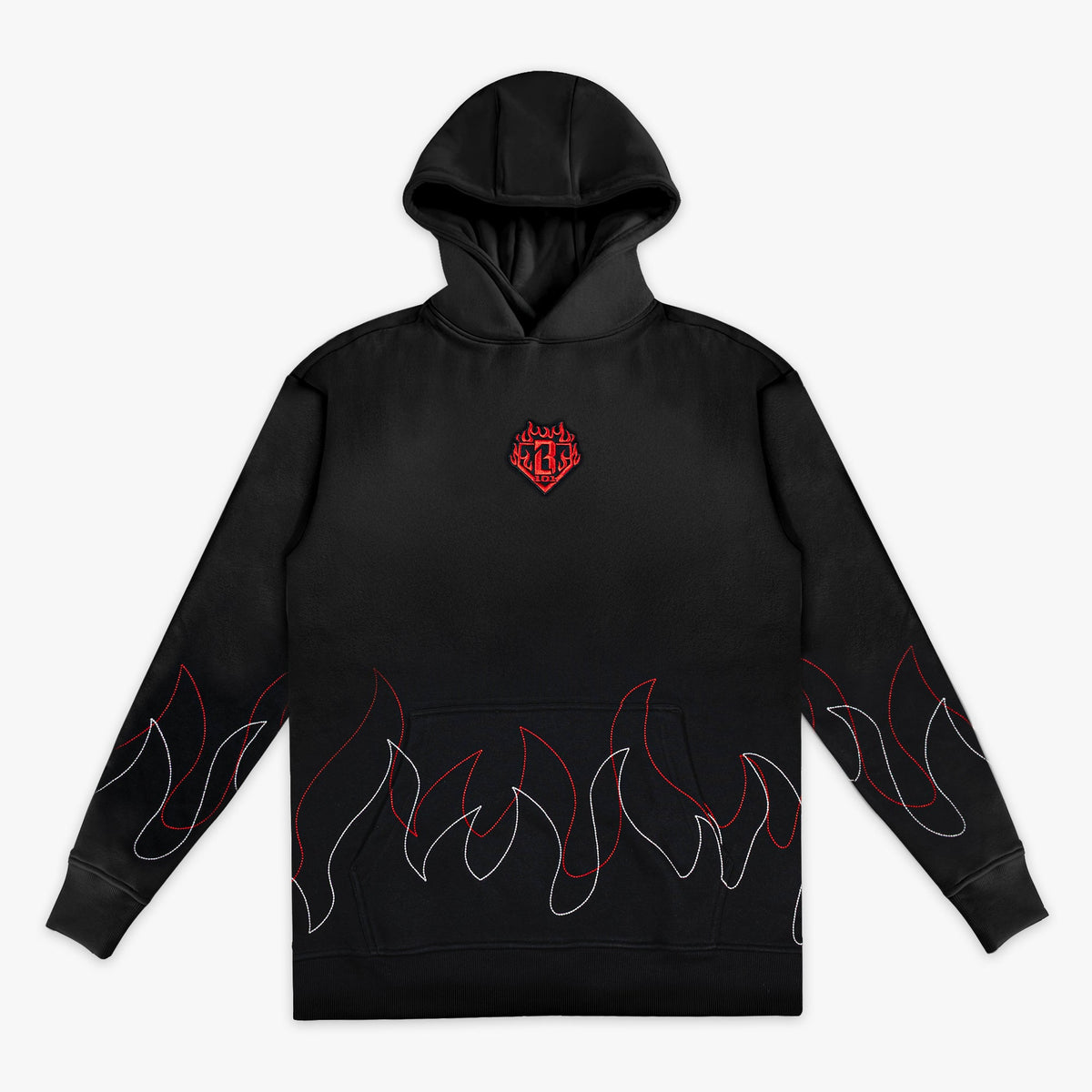 Flames Stitched Youth Hoodie