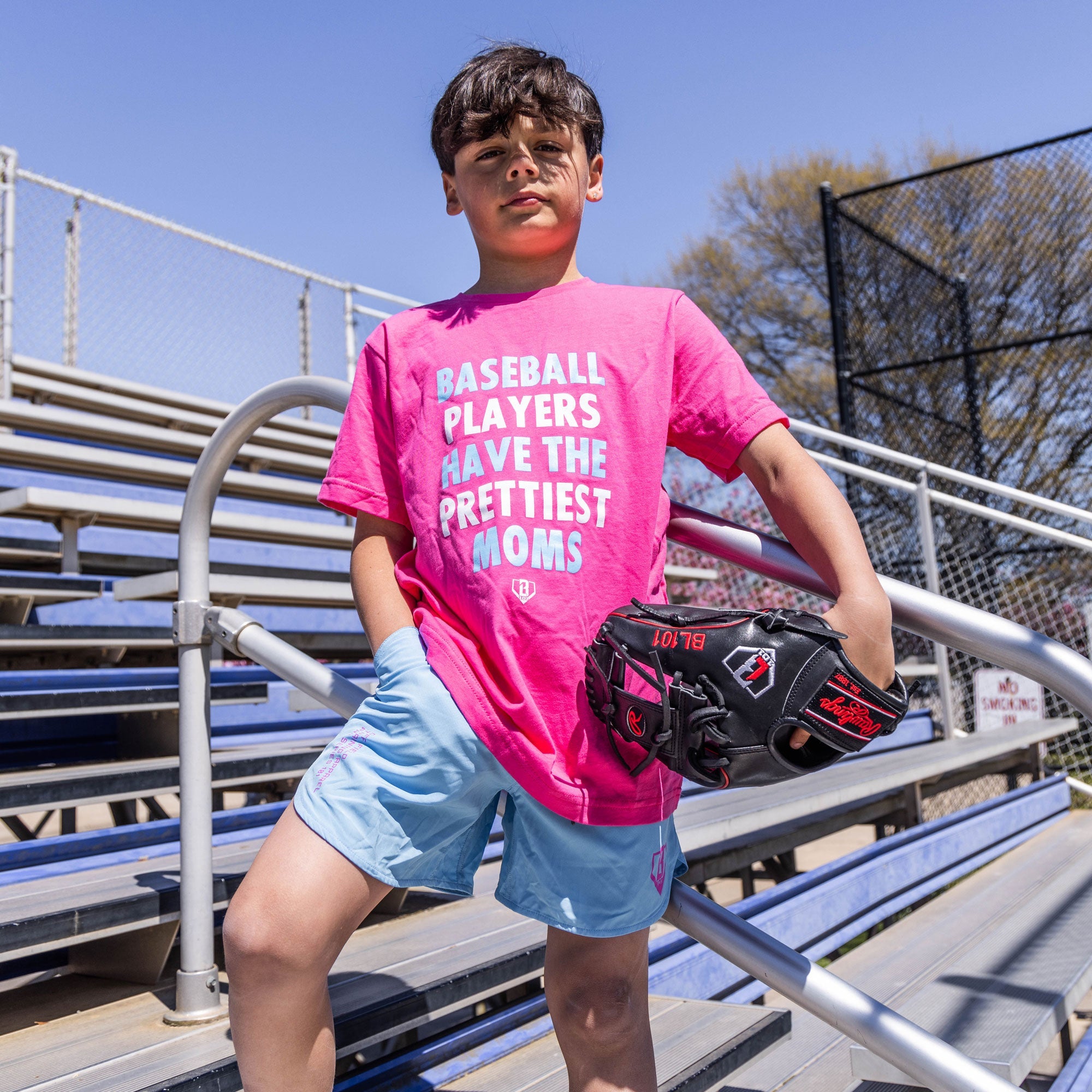 Baseball Players Have The Prettiest Moms Youth Tee - Pink/Blue