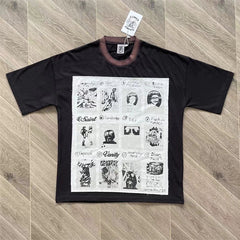 SAINT VANITY Printed Fabric Casual Pure Cotton Short-Sleeved T-shirt