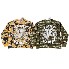 SAINT VANITY Vintage Camouflage Print Casual Long-Sleeved T-shirt