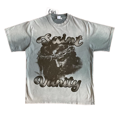 SAINT VANITY Washed Antique Portrait Print Casual Short-Sleeved T-Shirt