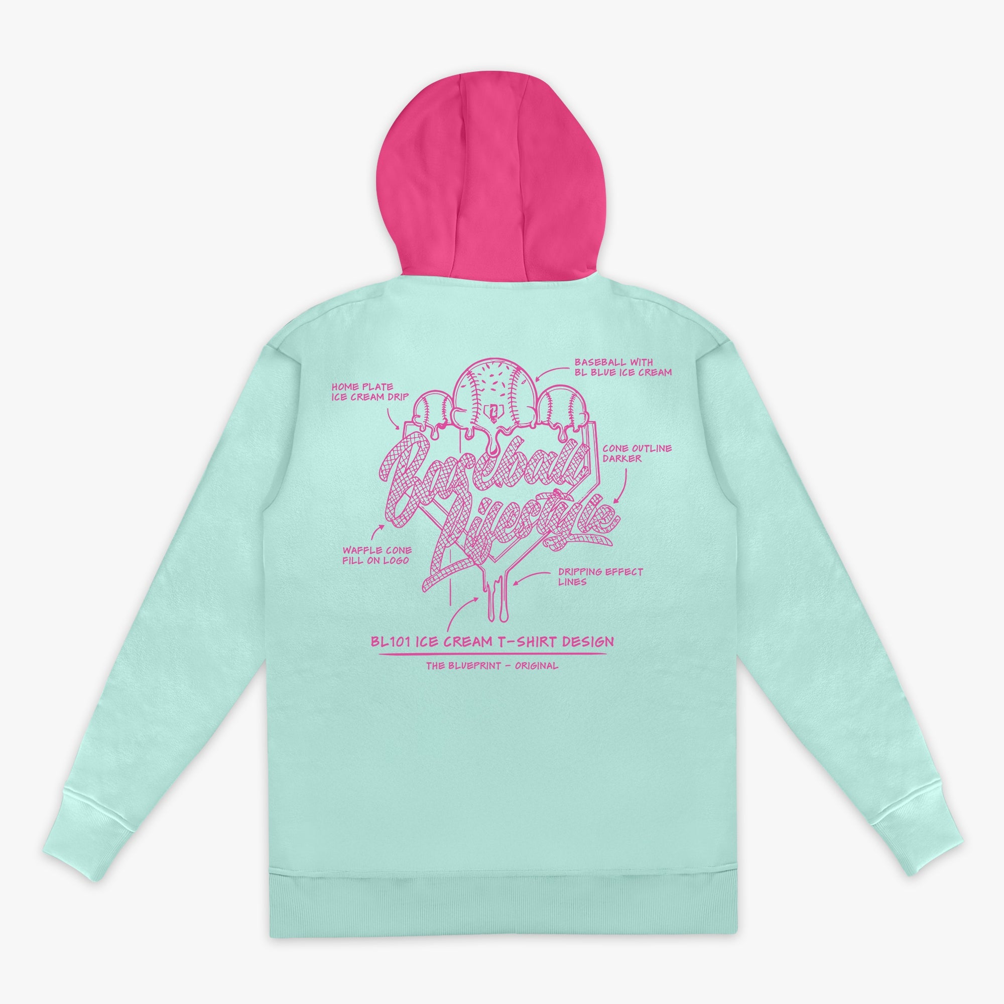 OG Ice Cream Design Youth Hoodie - Light Blue