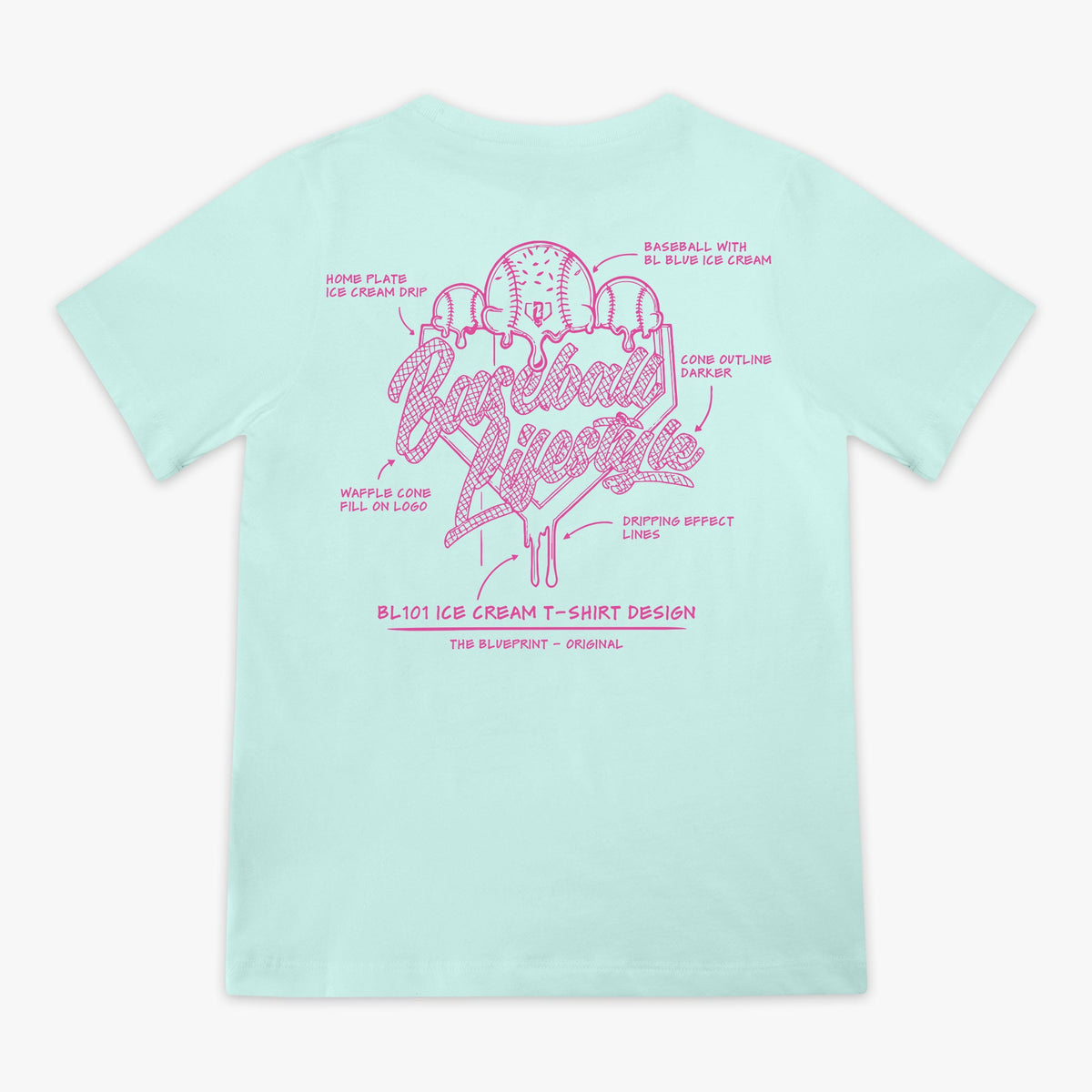 OG Ice Cream Design Youth Tee - Light Blue
