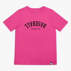 Upside Down Baseball Youth Tee - Pink