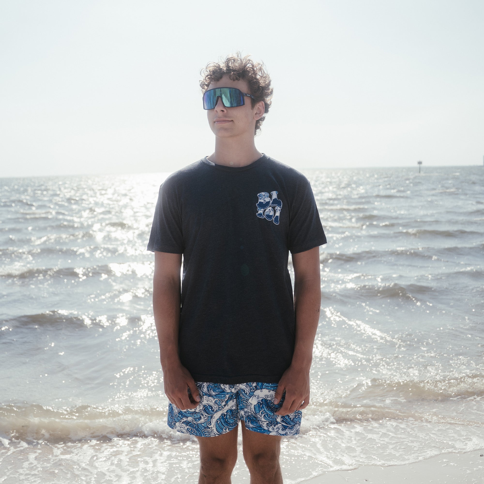 Wave Youth Tee - Navy