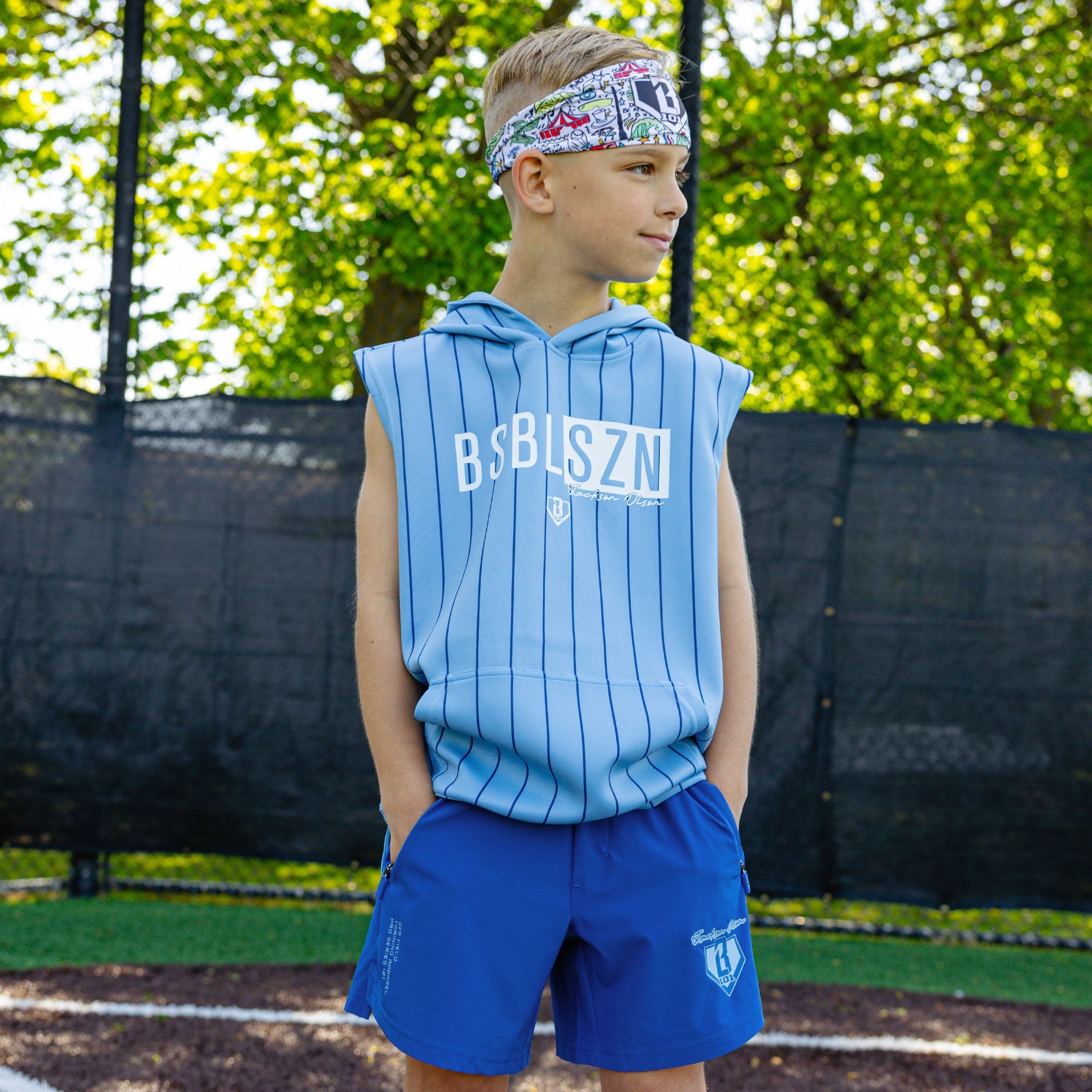 Pro Series Youth Shorts V2 With Liner - Blue Pinstripes