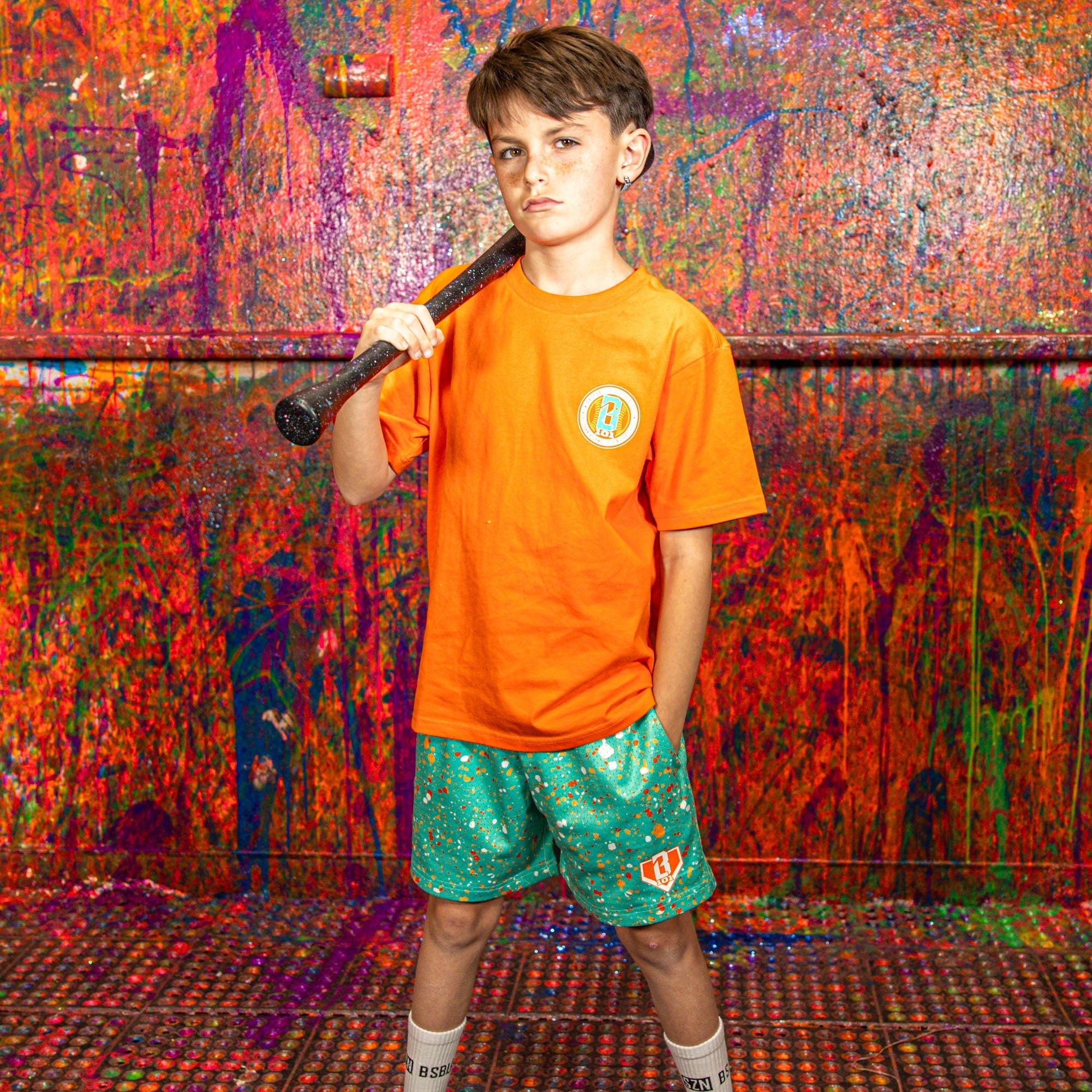 Splatter Youth Shorts - Teal