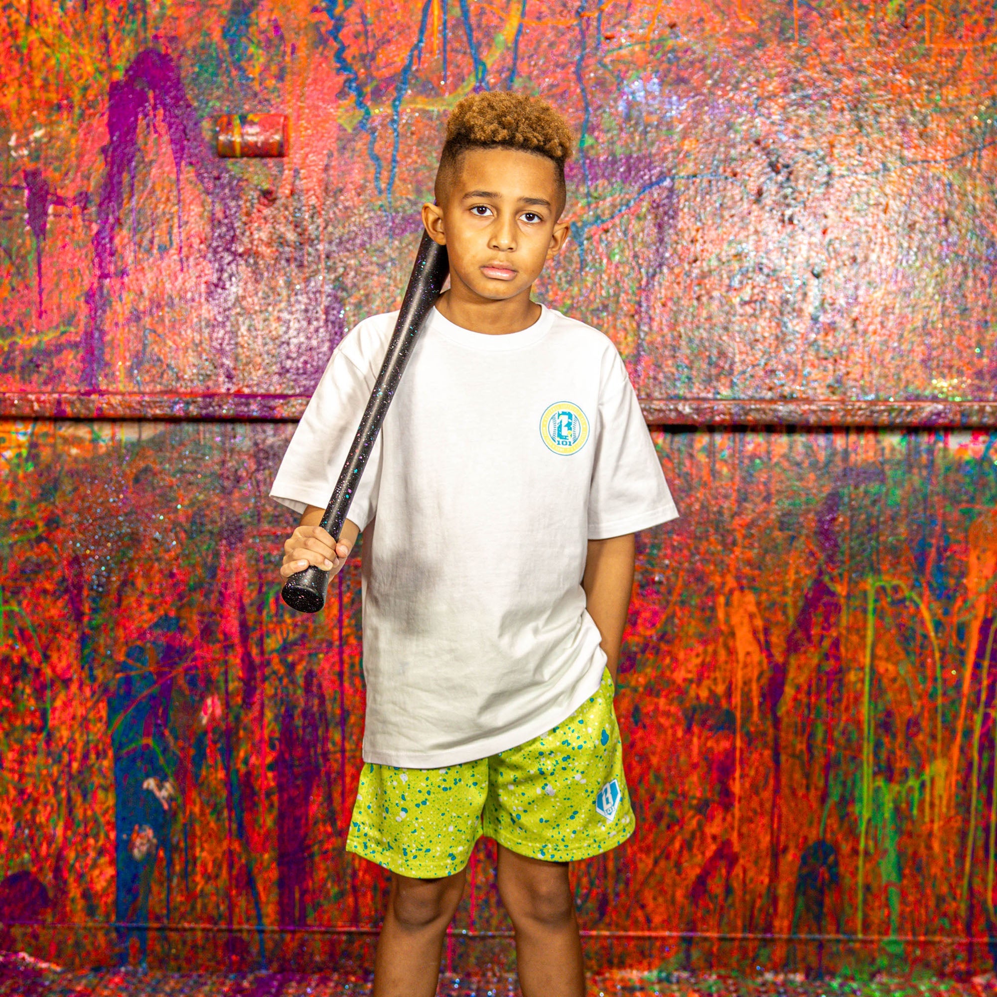 Splatter Youth Shorts - Highlighter Yellow