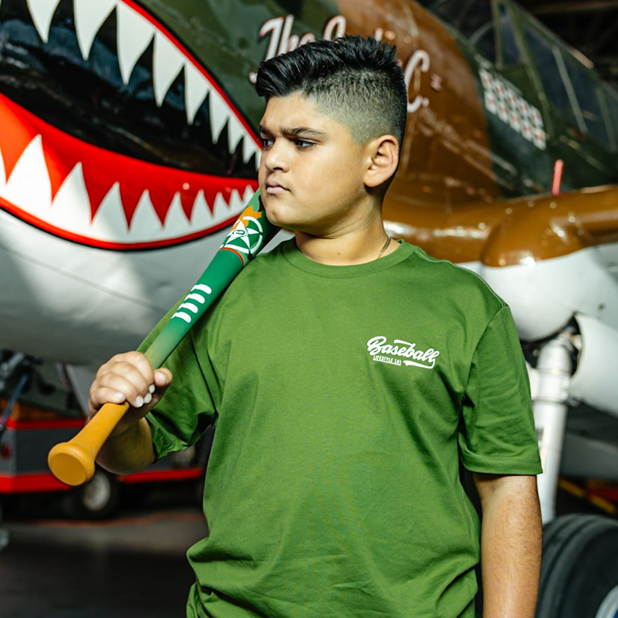 Established Youth Tee - Green/Bone