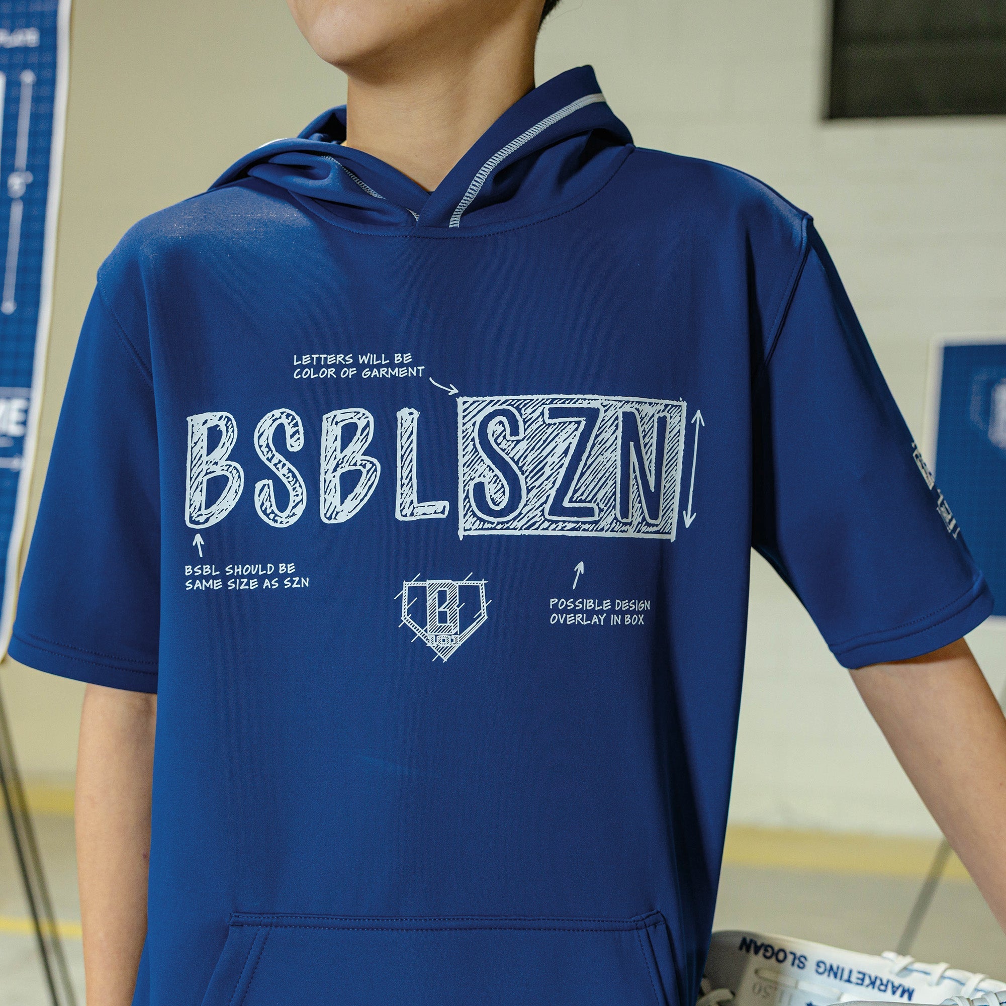BSBL-SZN Short Sleeve Youth Hoodie V3 - Blueprint