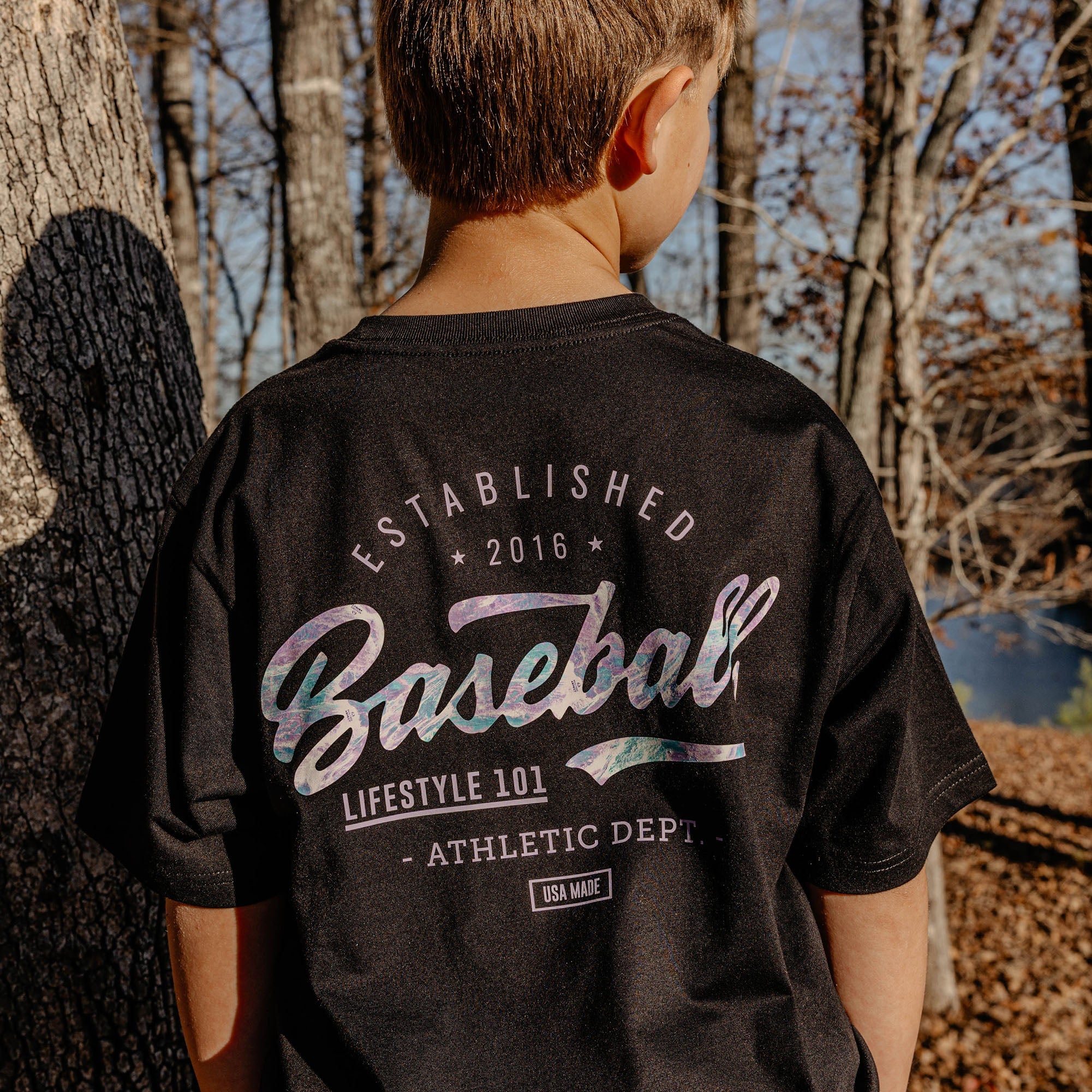 Realtree Established Youth Tee - Black/Aspect-Lavender