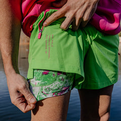 Realtree Pro Series Youth Shorts V2 with Liner - Green/Aspect-Pink