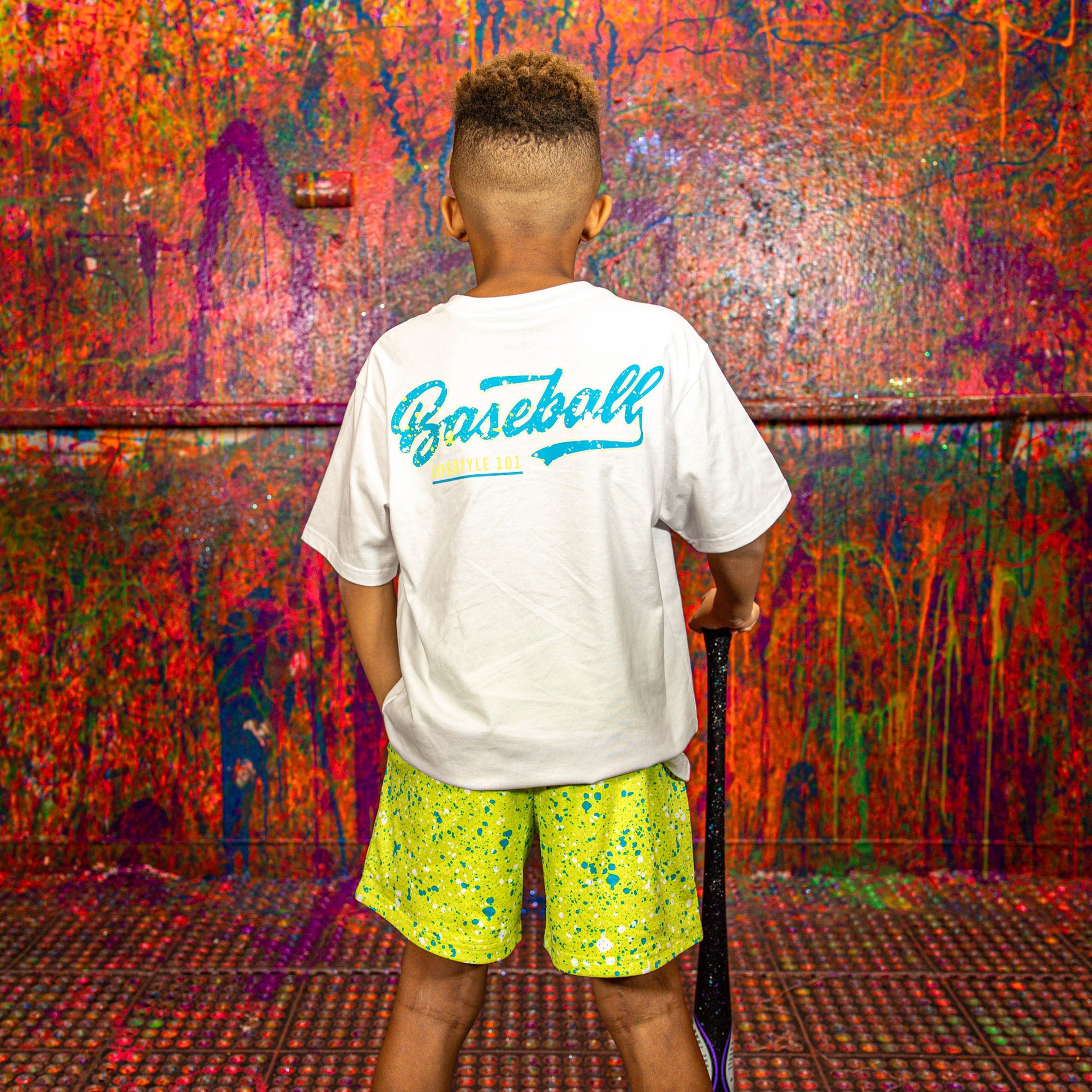 Splatter Youth Shorts - Highlighter Yellow