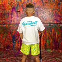 Splatter Youth Shorts - Highlighter Yellow