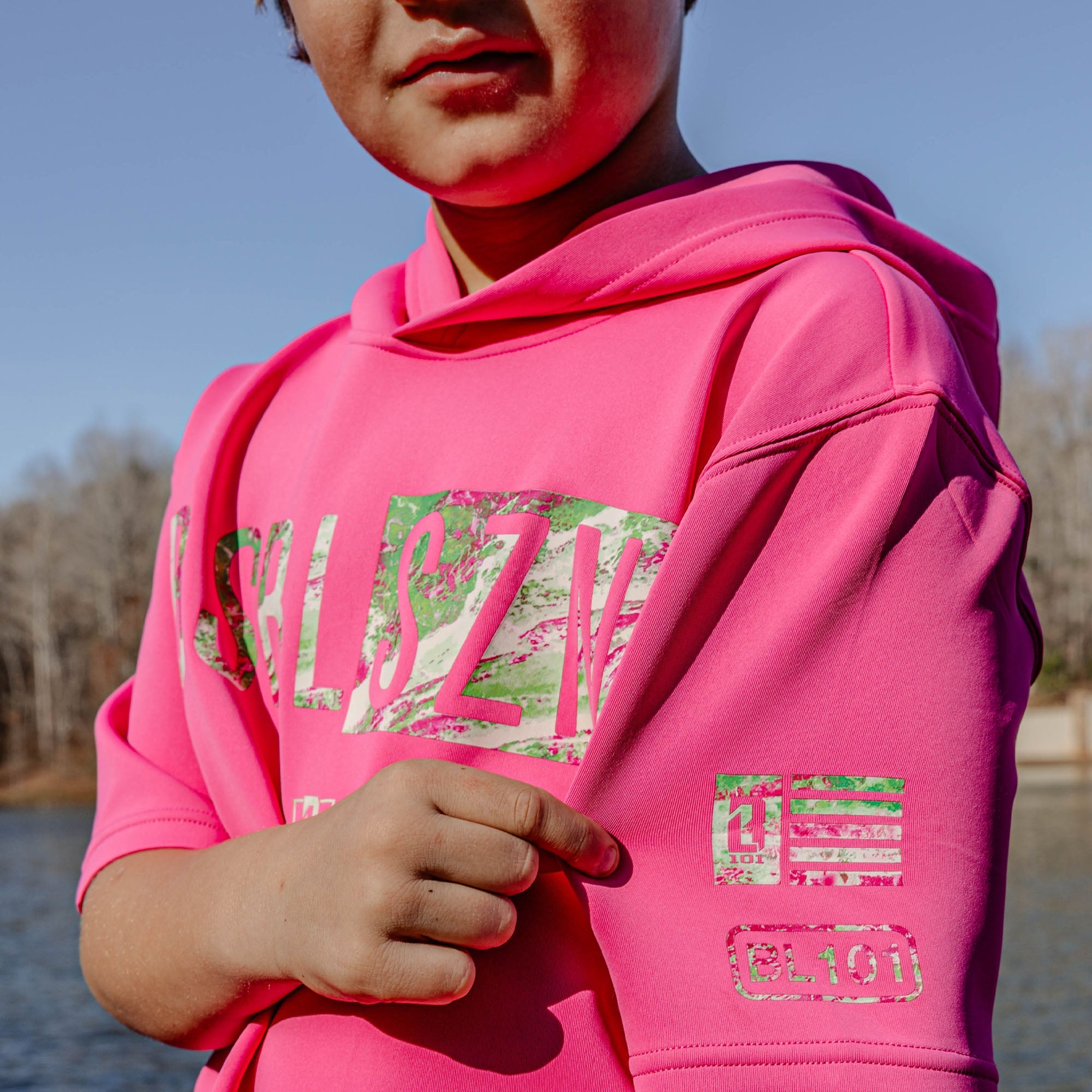 Realtree BSBL-SZN Short Sleeve Youth Hoodie V3 - Pink/Aspect-Pink