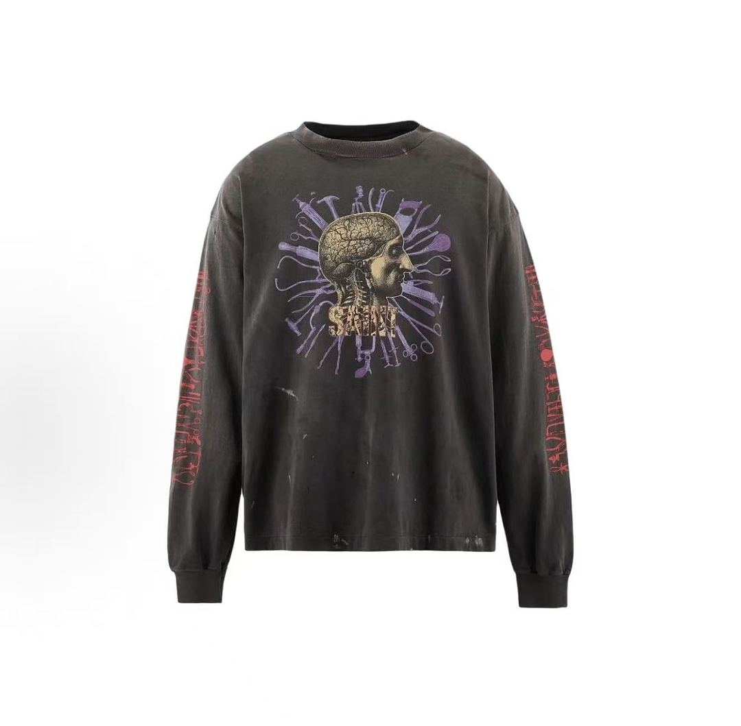 Saint Michael Vintage Artwork & Typography Graphic Sweatshirt