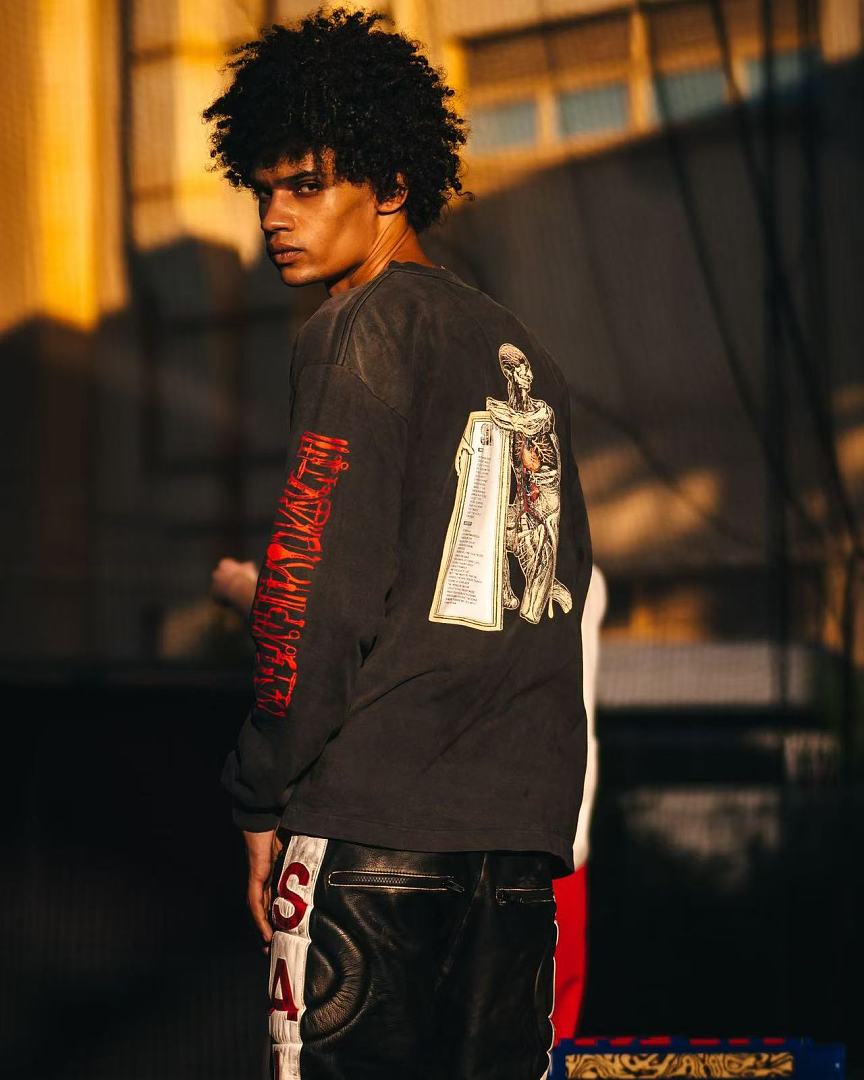 Saint Michael Vintage Artwork & Typography Graphic Sweatshirt