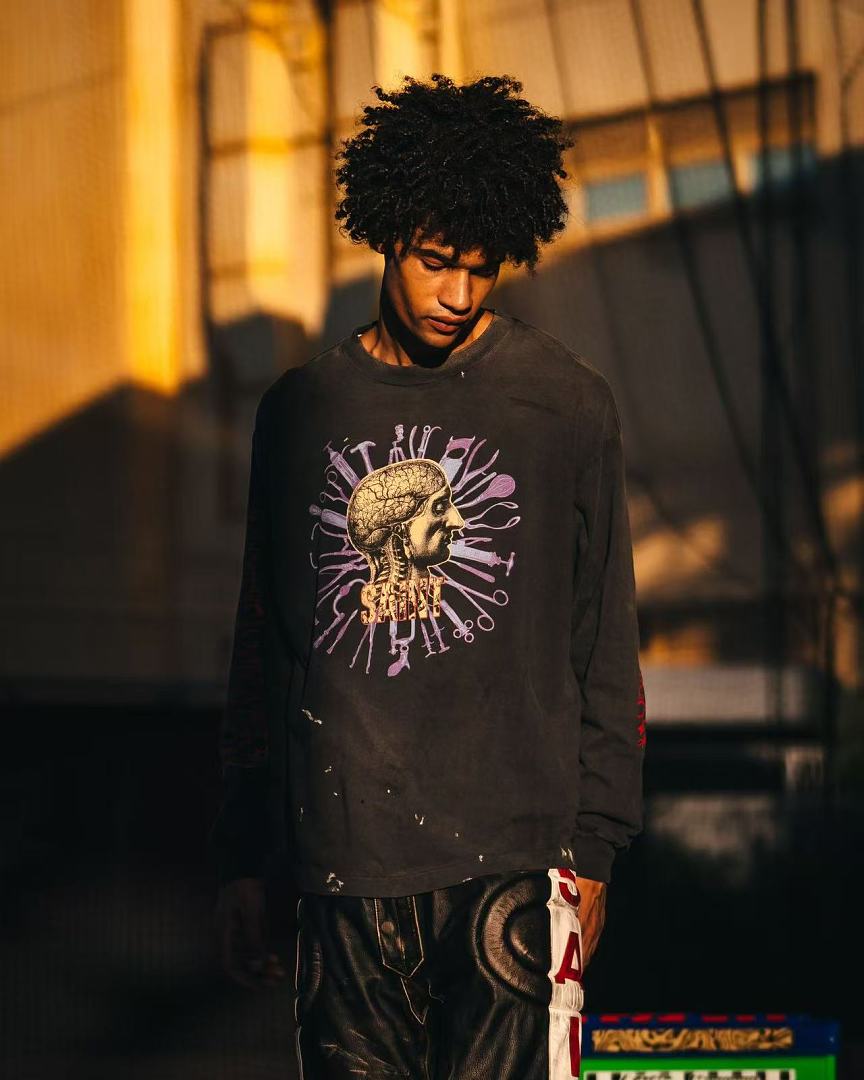 Saint Michael Vintage Artwork & Typography Graphic Sweatshirt