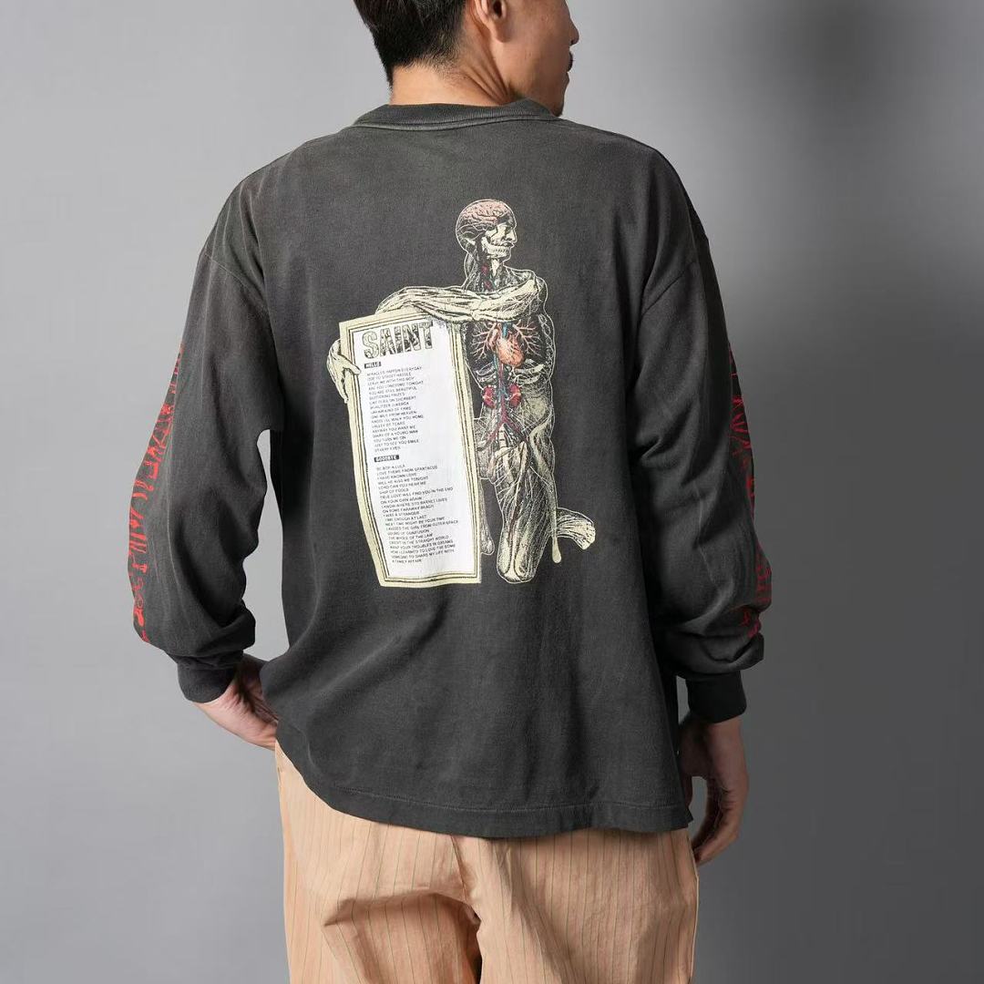 Saint Michael Vintage Artwork & Typography Graphic Sweatshirt