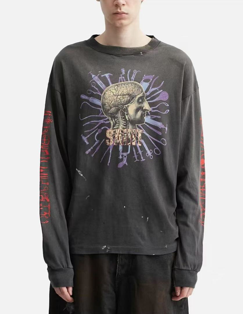 Saint Michael Vintage Artwork & Typography Graphic Sweatshirt