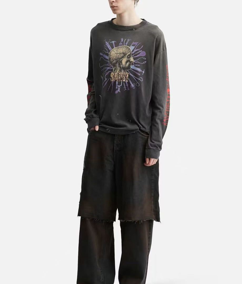 Saint Michael Vintage Artwork & Typography Graphic Sweatshirt