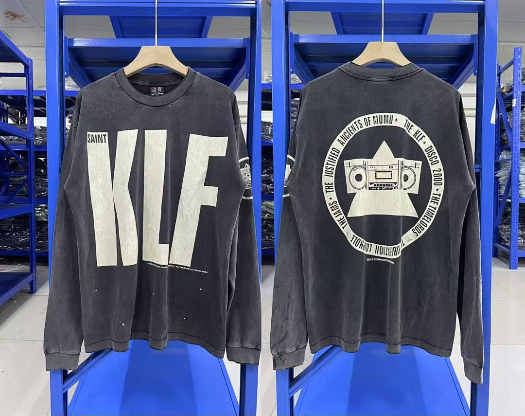 Saint Michael Distressed KLF Block Typography Sweatshirt
